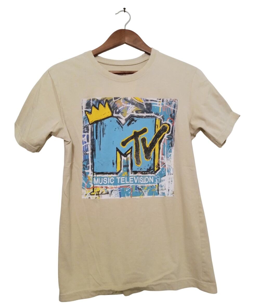 MTV Basquiat Style Graffiti Logo Graphic 2022 Viacom 100% Cotton Tee Shirt SZ M